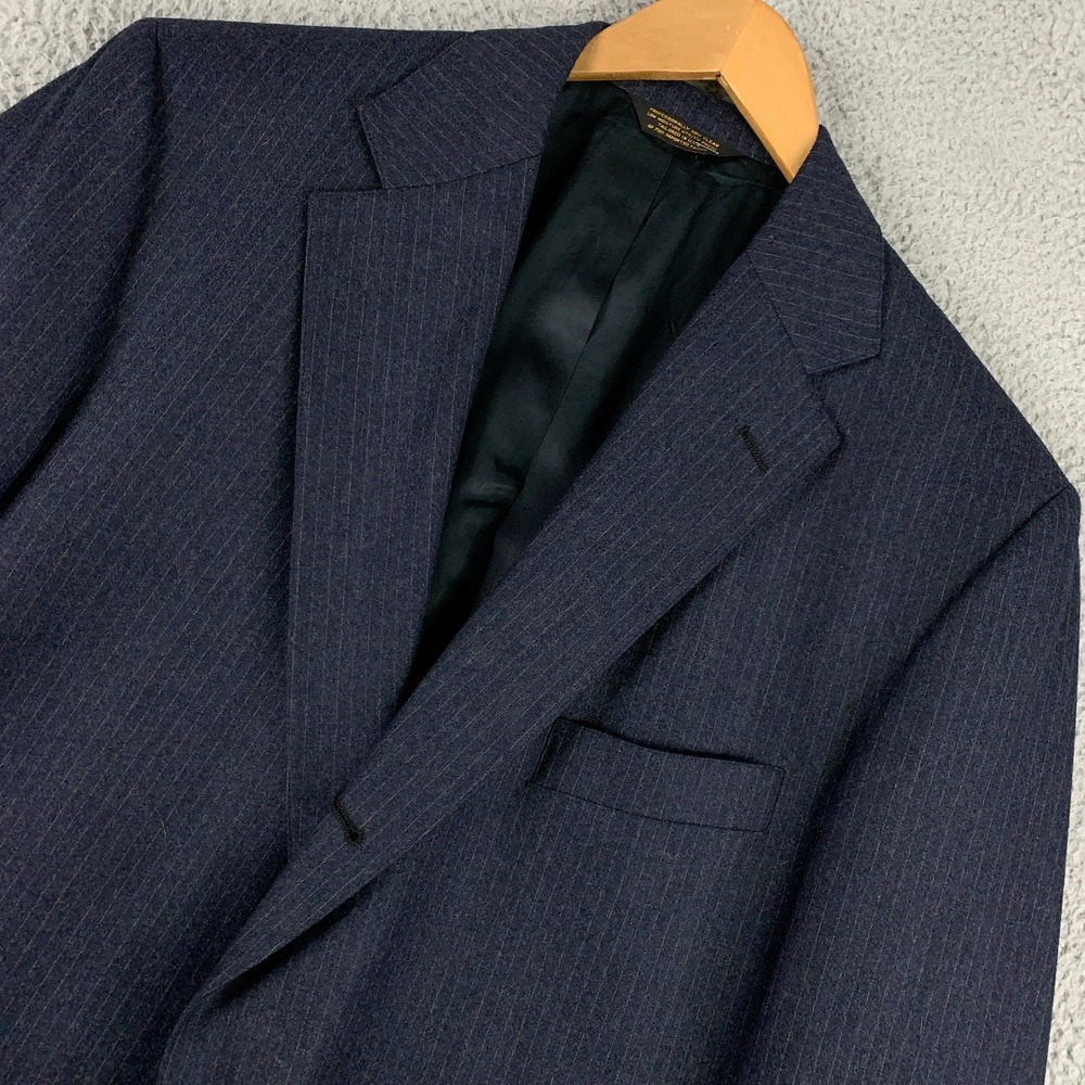 J. Press Presstige Blazer Sport Coat Mens 50L Navy Pinstripe Wool 2-Button
